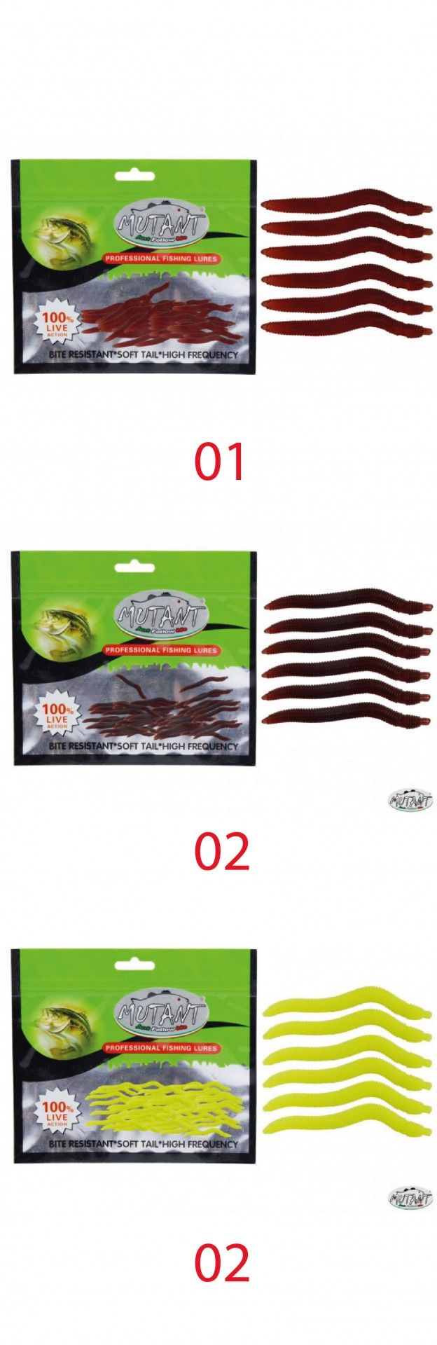 Mutant 3510 Ozmo Solucan 4cm Silikon Suni Yem 30'lu Paket 06