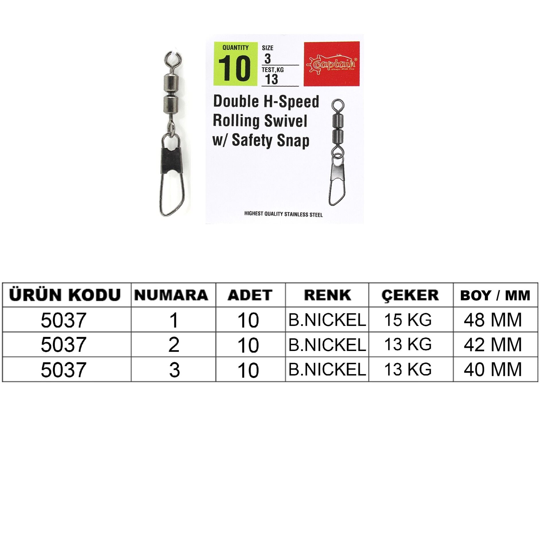 Captain 5037 Double Fırdöndülü Speed Klips 10'lu Paket Black Nikel 2