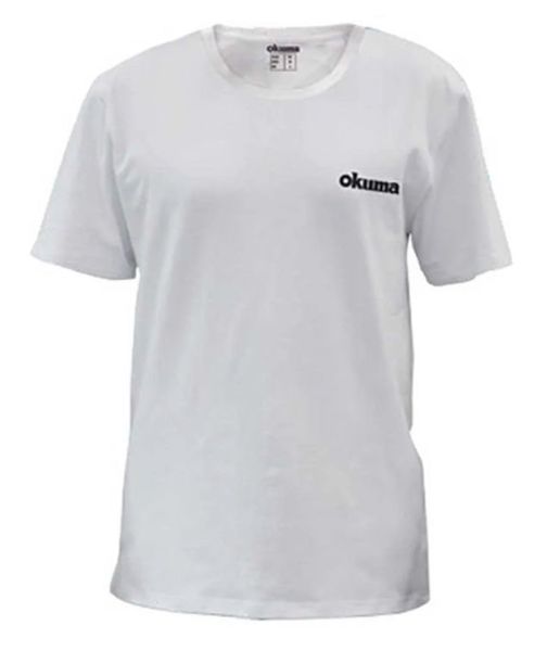 Okuma White Motif Cotton Short Sleeve Shirt L