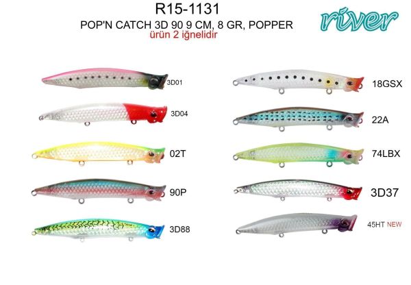 River Pop'n Catch 3D 90 Renk:22A 9cm 8Gr Popper