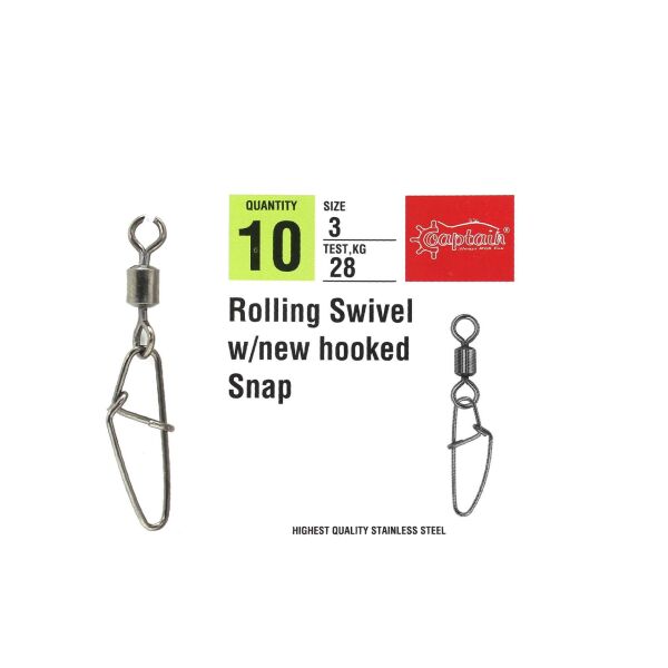 Captain 5033 New Hoked Klips 10lu Paket Black Nikel