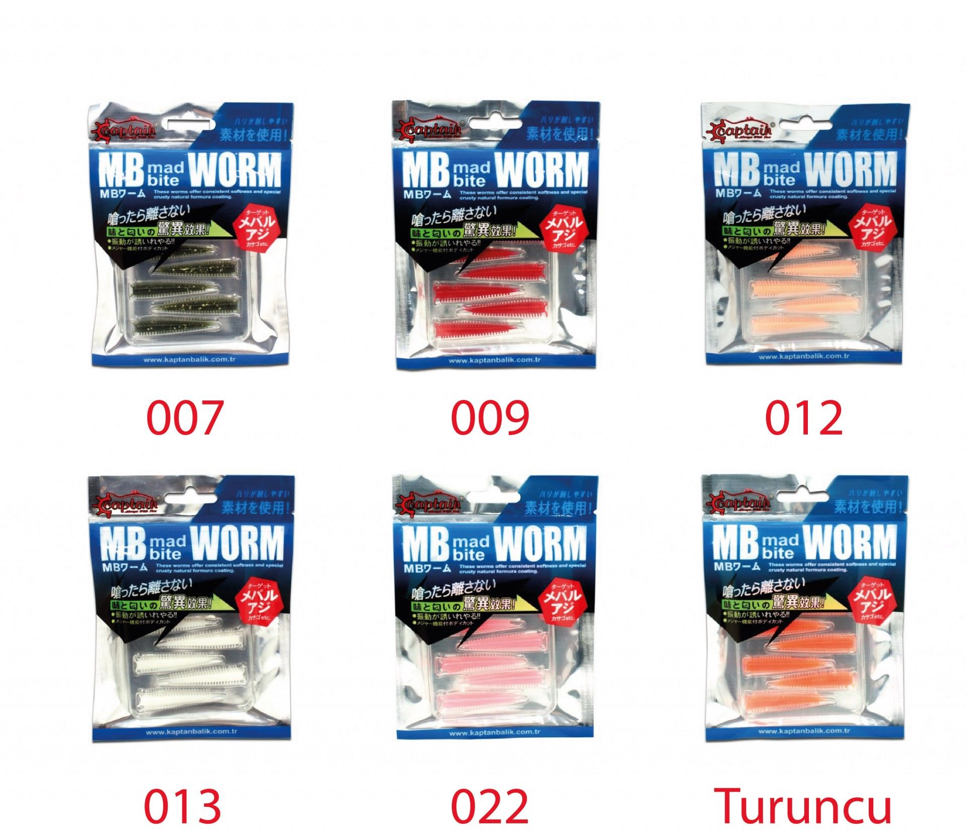 Captain 3518 Mad Bite Earth Worm 4 cm Aromalı LRF Silikon Yem 8'li Set Turuncu