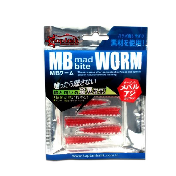 Captain 3518 Mad Bite Earth Worm 4 cm Aromalı LRF Silikon Yem 8'li Set 009