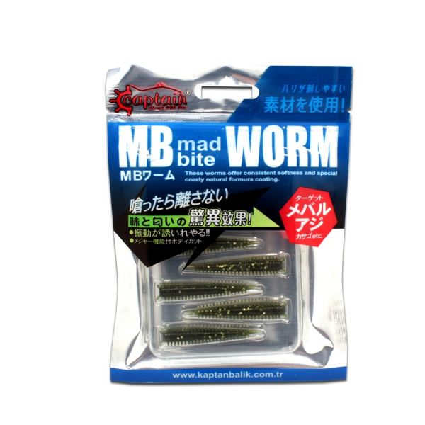 Captain 3518 Mad Bite Earth Worm 4 cm Aromalı LRF Silikon Yem 8'li Set 007