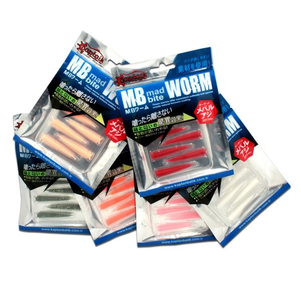 Captain 3518 Mad Bite Earth Worm 4 cm Aromalı LRF Silikon Yem 8'li Set 013