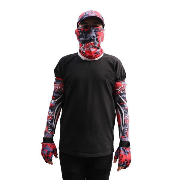 Captain Fisherman Style SET Cap+Eldiven+Kolluk+Buff Camo Red