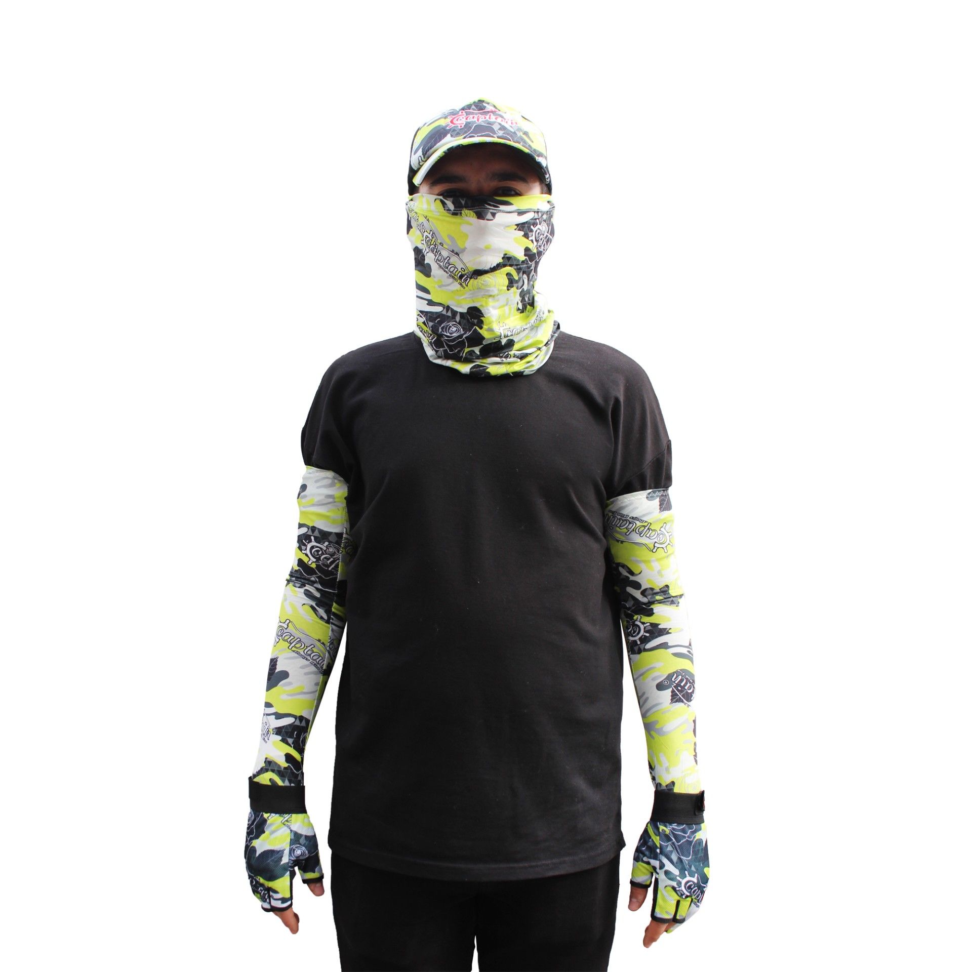 Captain Fisherman Style SET Cap+Eldiven+Kolluk+Buff Camo Green