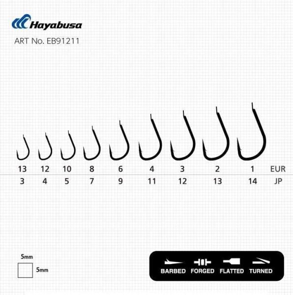 Hayabusa HIZU 912 Kısa Pala Dövme Olta İğnesi 15li Paket Nikel