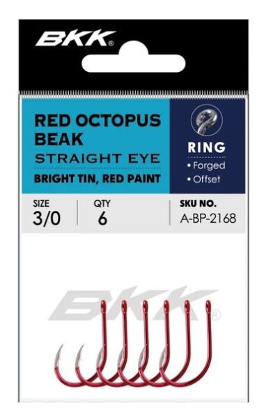 BKK Red Octopus Beak Straight Eye Olta İğnesi 3/0