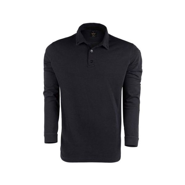 VAV Tlac-04 Polo Yaka Uzun Kol Tişört Siyah