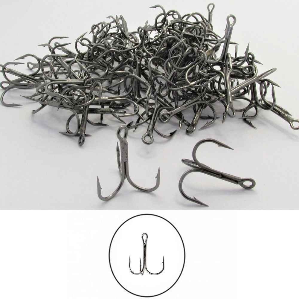 Captain 338 Üçlü İğne Sahte Balık İçin 100'lü Kutu Black Nikel 5