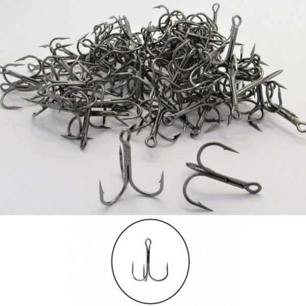 Captain 338 Üçlü İğne Sahte Balık İçin 100'lü Kutu Black Nikel 5