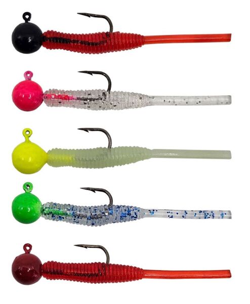 Kendo Hook Worm Jighead+Lrf Silikonu 2gr+4.5cm 5 Adet Head Black+Red