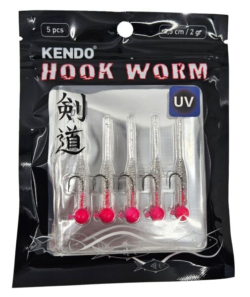Kendo Hook Worm Jighead+Lrf Silikonu 2gr+4.5cm 5 Adet Head Yellow+Green Glow