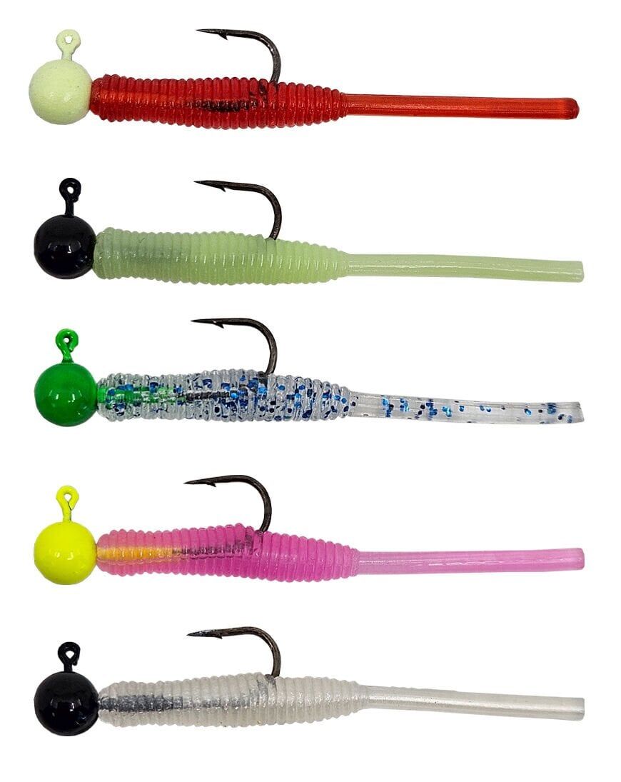Kendo Hook Worm Jighead+Lrf Silikonu 1gr+4.5cm 5 Adet Head Glow+Red