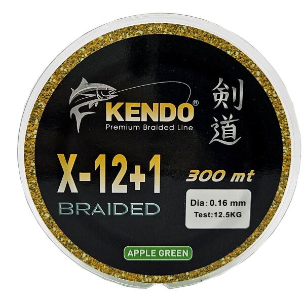 Kendo X-12+1 Braided 300m Apple Green Örgü İp 0,16mm