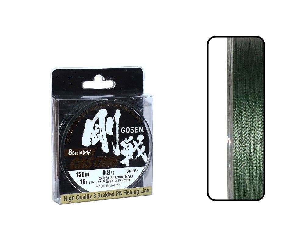 Gosen W8 Casting 0.216 mm 150m Yeşil PE 8 Örgü Spin İp Misina 14kg Çeker