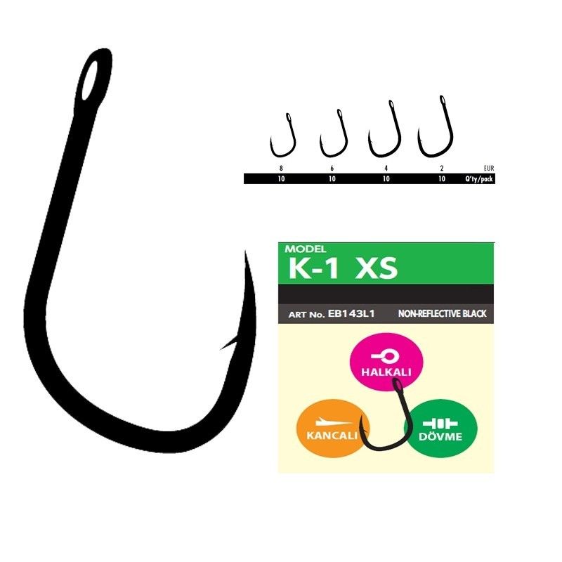 Hayabusa K1 XS Sazan İğnesi Dövme Teflon Black 10'lu Paket 2