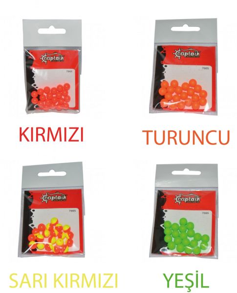 Captain 7665 Renkli Boncuk Yuvarlak 75mm Plastik Boncuk 20'li Paket Yeşil