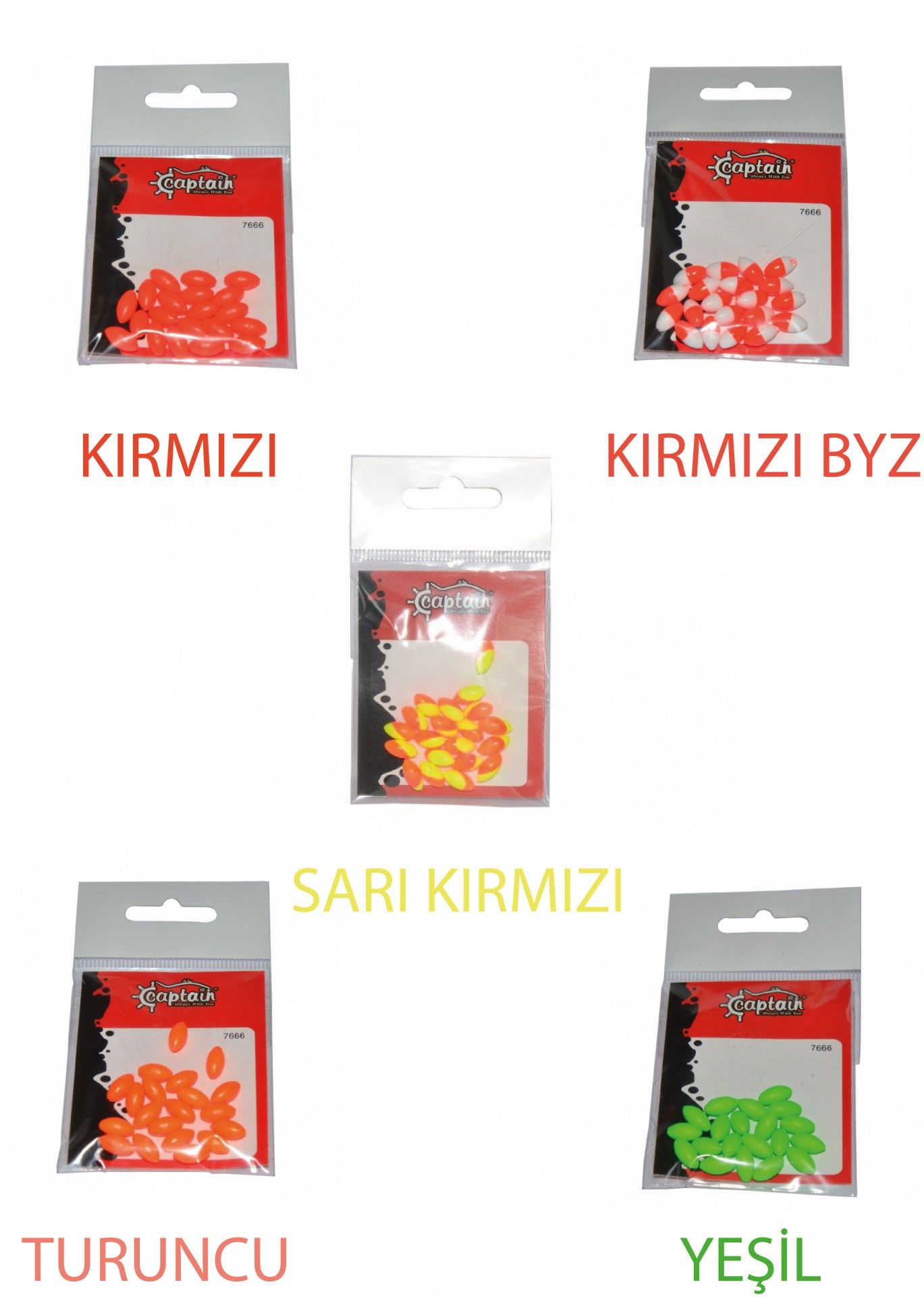 Captain 7666 Renkli Boncuk Oval 110mm Plastik Boncuk 20'li Paket Yeşil