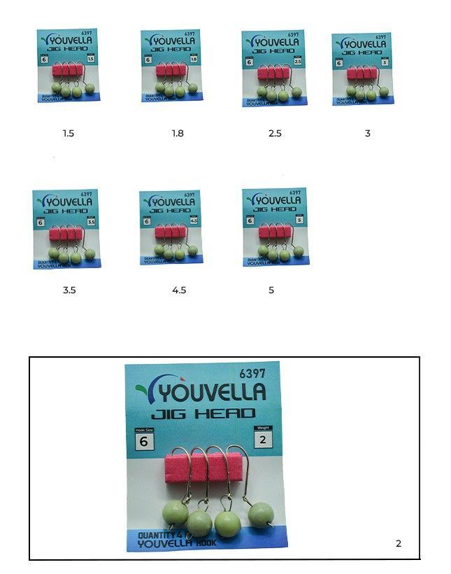 Youvella 6397 Mafsallı LRF Jig Head Glow Head 4'lü Paket 2 gr