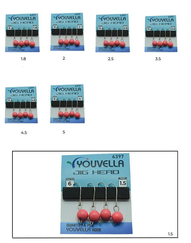 Youvella 6397 Mafsallı LRF Jig Head Pink Glow Head 4'lü Paket 1.5 gr