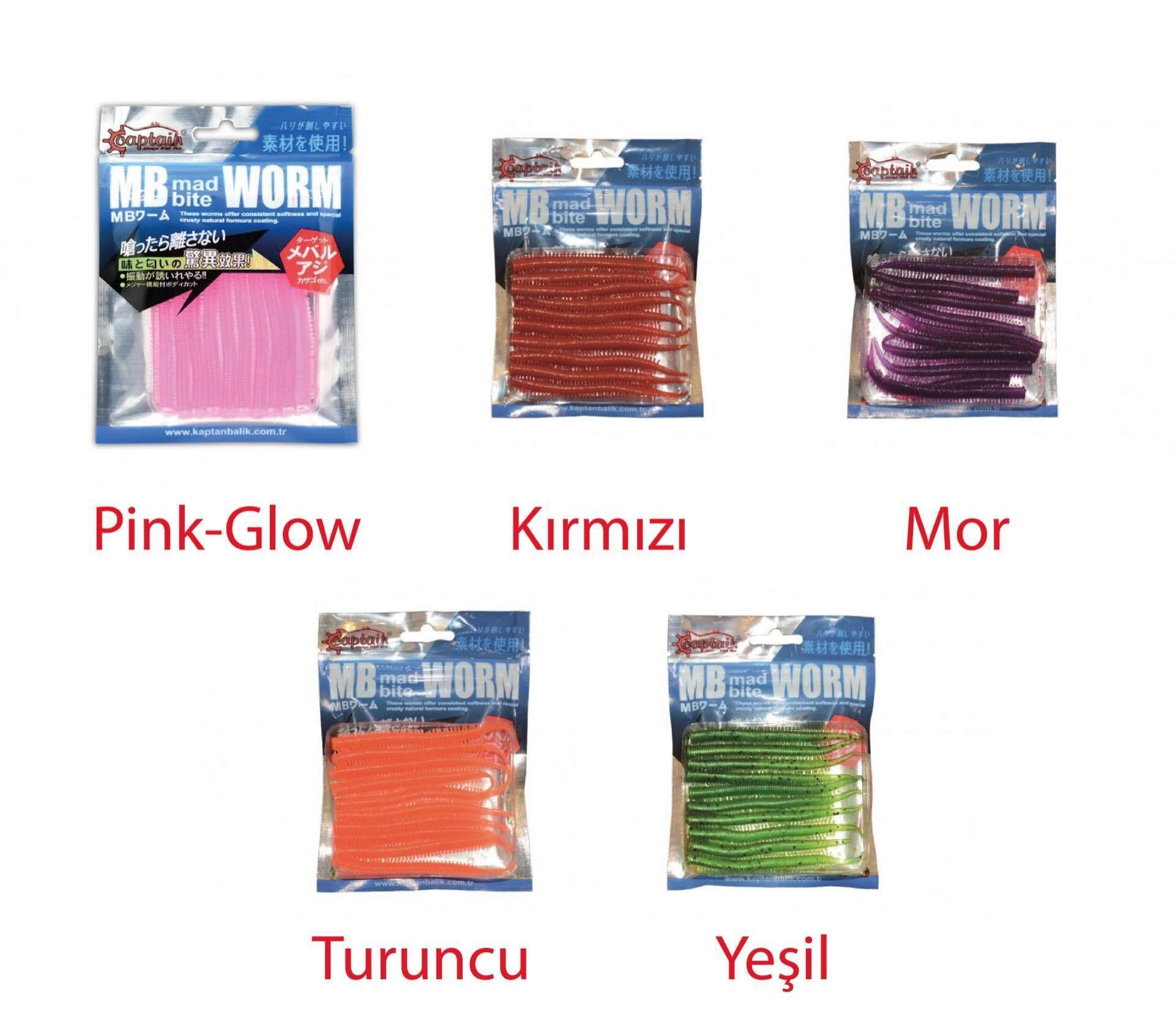 Captain 3523 Mad Bite Eart Worm 8cm Aromalı LRF Silikon Yem 10lu Set