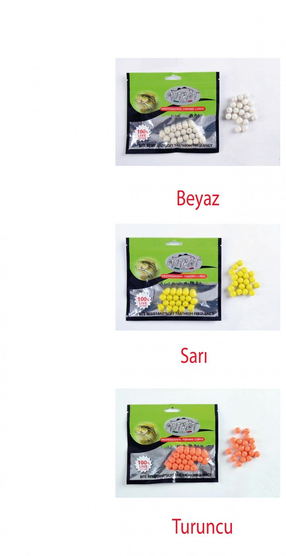 Mutant 3550 Walker Silikon Boli 20'li Paket Sunİ Balık Yemi Sarı