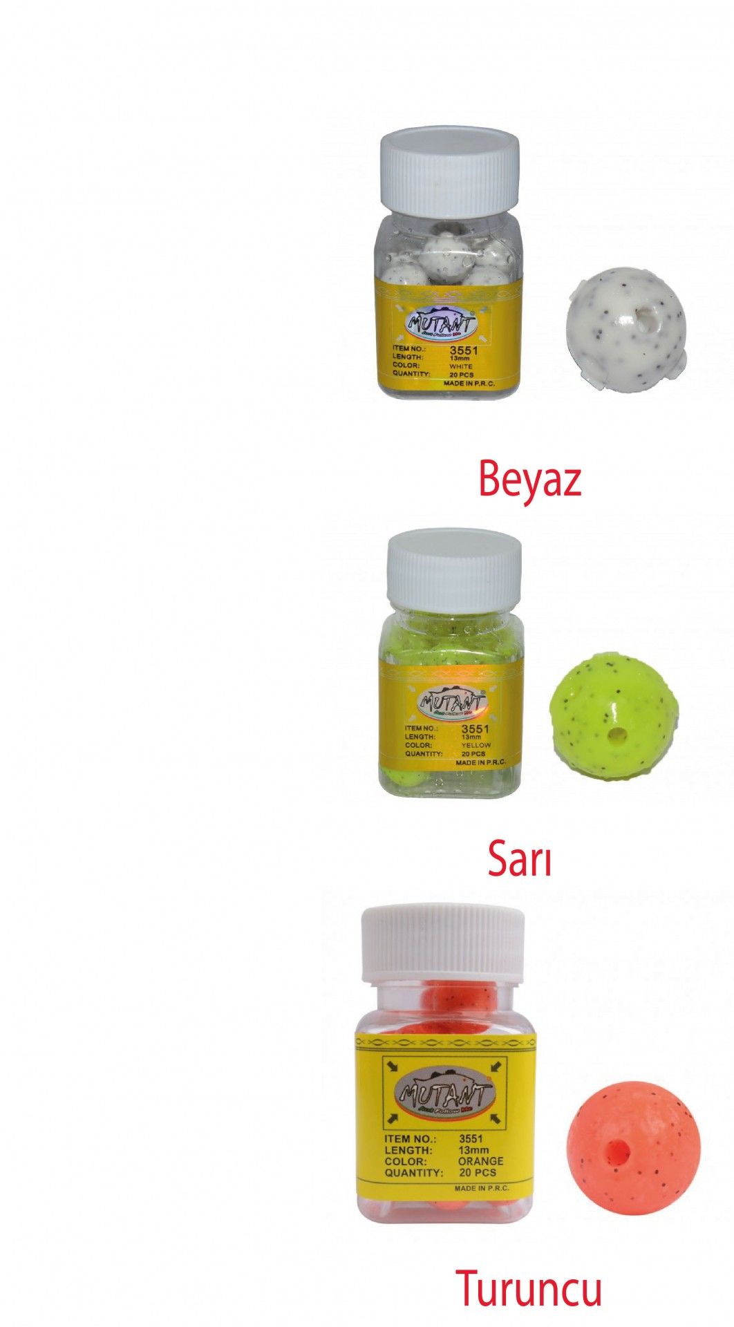 Mutant 3551 Walker Aromalı Silikon Boili 20'li Kutu Suni Balık Yemi Sarı
